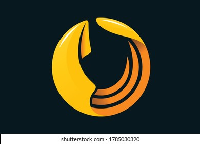 Rounded Logo with Abstract Design of Squid