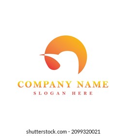 Rounded logo of Chestnut Headed Bee bird with negative space and gradient. Good for business