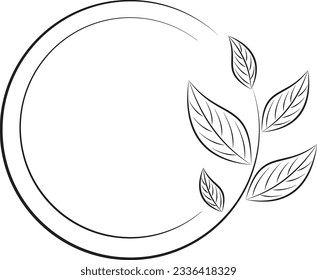 Rounded logo with leaf for your designs.  svg