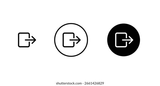 Ícone de logoff arredondado define símbolos de saída de borda suave para design de interface de usuário de vários estados e navegação segura