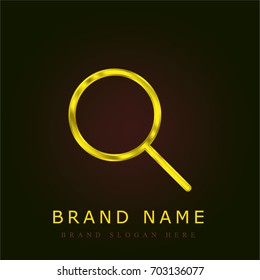 Rounded Magnifying glass  golden metallic logo
