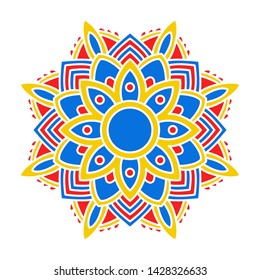 Rounded Mandala Art Full Color Watercolor Sign Beautiful Background 