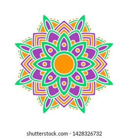 Rounded Mandala Art Full Color Watercolor Sign Beautiful Background 