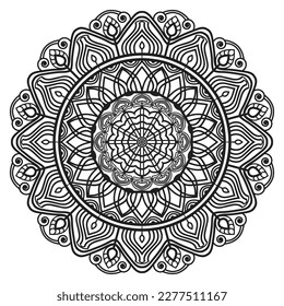 Rounded mandala pattern design for coloring book, wall decoration, gritting card and background