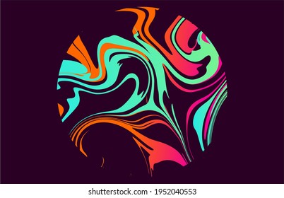 rounded marbling texture colorful fluid art dark purple background