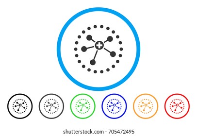 Rounded Medical Connections rounded icon. Vector illustration style is a flat iconic symbol inside a circle, with black, grey, green, blue, orange, red color versions.