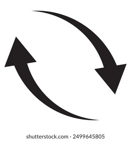 Rounded mini arrows, up-down icon. A small two-way black direction symbol. Isolated on a white background.
