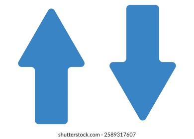 Rounded mini arrows, up-down icon. A small two-way black direction symbol. Isolated on a white background.