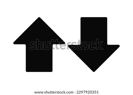 Rounded mini arrows, up-down icon. A small two-way black direction symbol. Isolated on a white background.