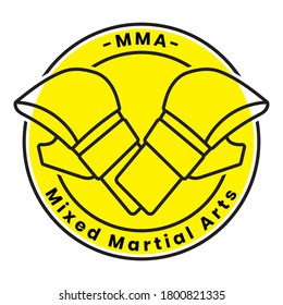 Rounded Mixed Martial Arts symbol or MMA logo with text for apps or website