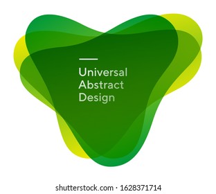 Rounded modern abstract shapes form. Geometric graphic layered transparent elements. Dynamical flowing forms, wavy line. Gradient color. Template for logo, flyer or presentation. Vector illustration