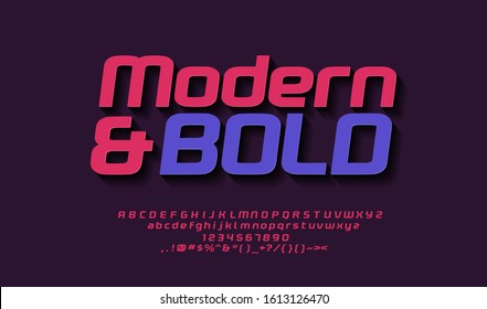 Rounded modern casual san serif, BOLD alphabet, uppercase letters, typography. electronic dance music, poster font, trendy color Vector illustration.