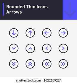Rounded modern Thin  Arrows Icons Set 