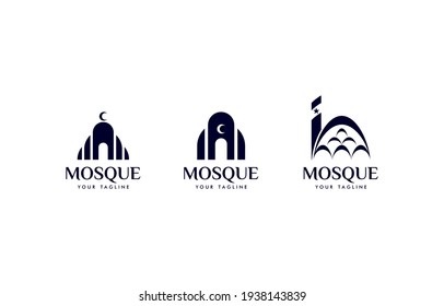 Rounded Mosque Logo Illustration Vector Design Template suitable for islamic graphic element
