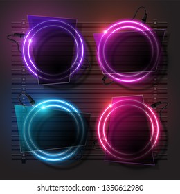 Rounded neon banner design