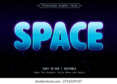 Rounded Neon Space Text Effect with Glowing Blue Typography