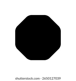 Rounded Octagon Label Shape. Simple Blank Badge For Sale Tag, UI Button, Stop Sign, App Icon Or Product Packaging Design. Clean Editable Form. Vector Illustration.