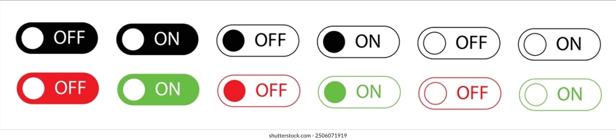 rounded on off button or icons solid and outline effects