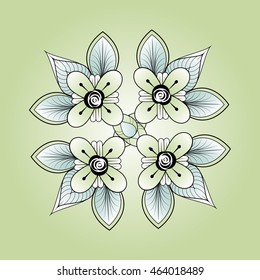 Rounded ornament elements. Vintage decorative flowers. Retro geometric vector.Oriental floral template.