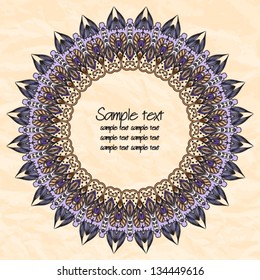 Rounded ornamental background. Deep purple.
