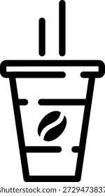 Icono redondeado de la línea de la taza de café de papel