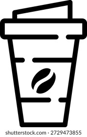 Abgerundetes Papier Kaffee Tasse Linie Symbol