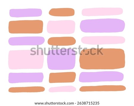 Rounded Pastel Block Shape Collection. A soft and colorful collection of 18 pastel block shapes in rounded hand drawn style featuring pill bars capsules and rectangles. Perfect for UI design sticker