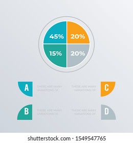 Rounded percent infographics template design. Business concept infograph with 4 options, steps, or processes. Vector visualization can be used for workflow layout, diagram, annual report, web