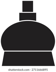 Rounded perfume bottle spray icon for fragrance packaging isolated on transparent background.
