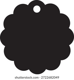 Diseño de silueta de etiqueta de forma de círculo de pétalo redondeado Etiqueta de ropa de bebé para niños Vivero floral suave Imprimible Regalo Marca Gráfico