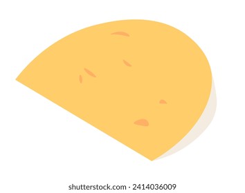 A rounded piece of sliced hard cheese. Vector illustration isolated on a white background
