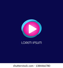 Rounded Play Button Logo Design Template For TV Channel. Youtube, Instagram, Facebook etc