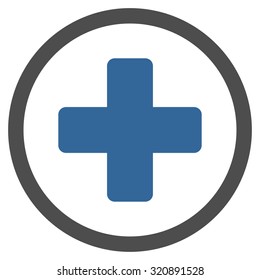 Rounded Plus vector icon. Style is bicolor flat symbol, cobalt and gray colors, rounded angles, white background.