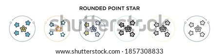 Rounded point star icon in filled, thin line, outline and stroke style. Vector illustration of two colored and black rounded point star vector icons designs can be used for mobile, ui, web