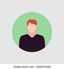 Rounded portraits of young redheaded men in flat style. Element of websites and mobile app.