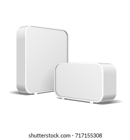 Rounded POS POI Blank Empty Advertising Retail Stand Stall Bar Display, Banner. On White Background Isolated. Mock Up Template Ready For Your Design. Product Advertising Vector EPS10