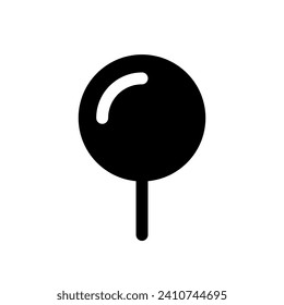 Rounded push pin black glyph ui icon. Highlight location. GPS navigation. User interface design. Silhouette symbol on white space. Solid pictogram for web, mobile. Isolated vector illustration