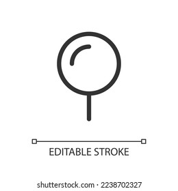 Rounded push pin pixel perfect linear ui icon. Highlight location. GPS navigation. GUI, UX design. Outline isolated user interface element for app and web. Editable stroke. Arial font used