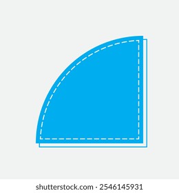 Rounded Quarter Circle Shape with Blue Color. Third Style Label Icon. High Quality Vector Icon. Editable Vector