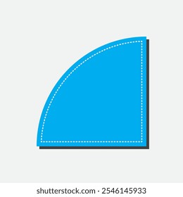 Rounded Quarter Circle Shape with Blue Color. Fourth Style Label Icon. High Quality Vector Icon. Editable Vector