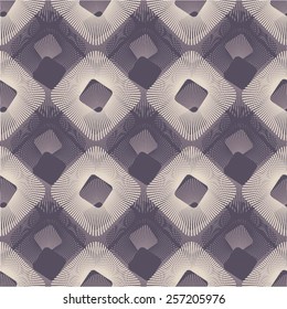 Rounded radiant diamond in monochrome pattern, seamless vector background.