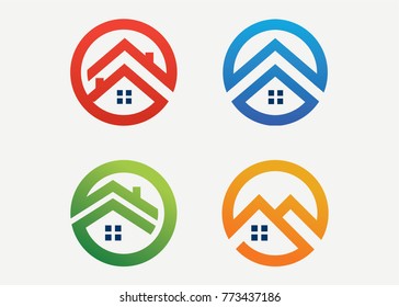 Rounded Real Estate Logo Set Template Stock Vector (royalty Free 