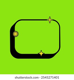 Rounded Rectangle 3 4 Shape Textbox Icon with Green Vintage Color. Label Icon. High Quality Vector Icon. Editable Vector