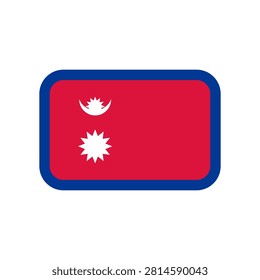 A rounded rectangle badge icon featuring the national flag of Nepal with crimson and blue colors and white sun and moon symbols.