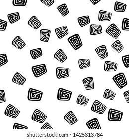 Rounded rectangle, black curve inside twist white line. Doodle pattern, Abstract wallpaper background, 