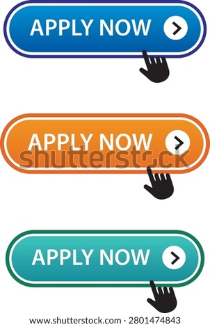 Rounded rectangle button icons with text and pointer transparent background
