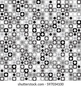 rounded rectangle and circle,gray scale tile - Geometric seamless pattern
