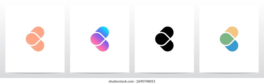 Rounded Rectangle Cross Overlap Lines Cutting Letter Initial Logo Design C