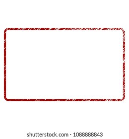 Rounded rectangle frame distress textured template. Vector draft element with grainy design and dust texture in red color. Designed for overlay watermarks and rubber seal imitations.