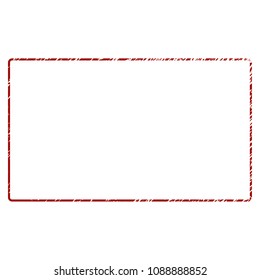 Rounded rectangle frame distress textured template. Vector draft element with grainy design and distress texture in red color. Designed for overlay watermarks and rubber seal imitations.